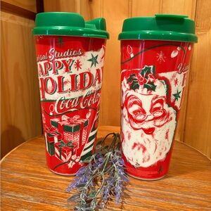 Set of Universal Studios Christmas Santa
Souvenir CocaCola plastic Refill Cup